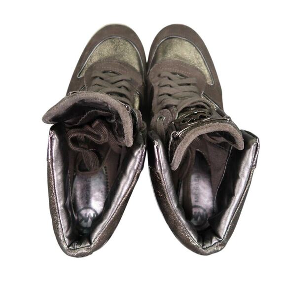 Michael Kors Shoes Womens 10 Sneakers Fashion Lifestyle Hidden Wedge Leather Mid - Picture 9 of 16